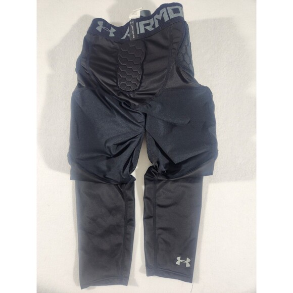 Under Armour UA Gameday Pro 7-Pad 3/4 Football Tights Youth Large Black 1388108 - Picture 4 of 9